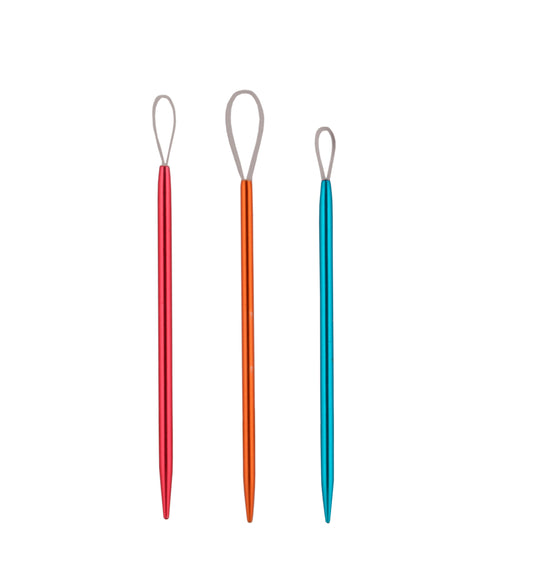 Colored aluminum wool needles, 2.25, 2.75 and 3.25 mm - Set of 3